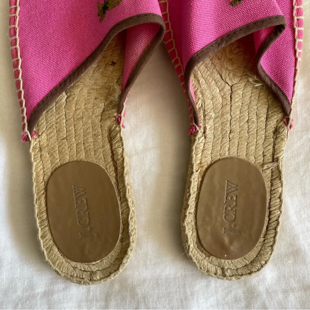 3 for $30 | J Crew Pink Palm Tree Canvas Espadrilles Mules - Picture 5 of 10